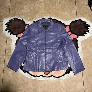 Cerrucci Genuine Leather Y2K Purple Leather Jacket